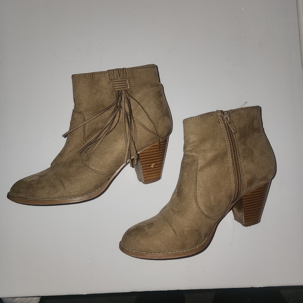 Atmosphere Taupe Ankle Boots with Tassel Detail